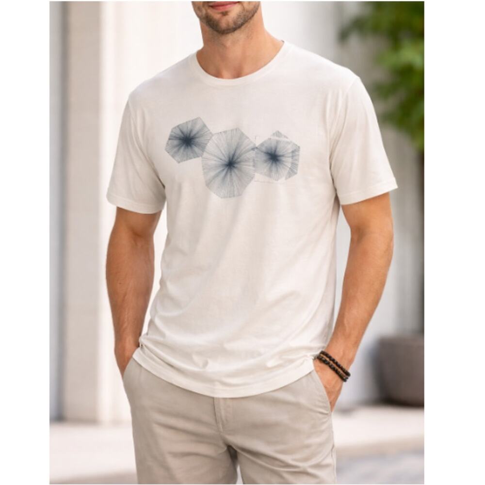 New AG Adriano Goldschmied Men's Cream Short Sleeve Oversized T-Shirt Size M